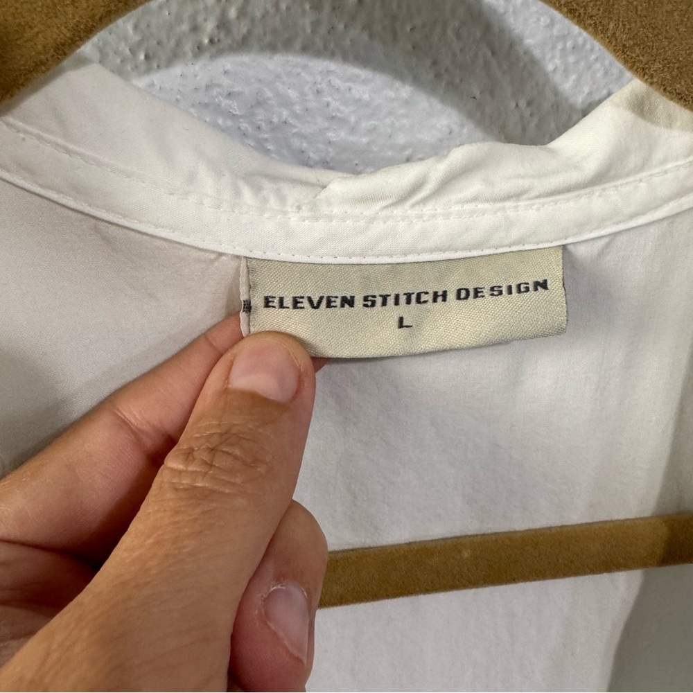 Eleven Stitch Design White Button-Up Women's Tunic Large View 2